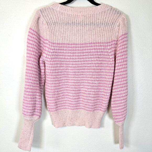 Lilly Pulitzer Finney Sweater Womens M Peony Pink Sparkle Stripe Festive Preppy - Picture 2 of 12